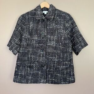 {Coldwater Creek} Wool Blend Short Sleeve Tweed Boucle Blazer Jacket  - Size 16
